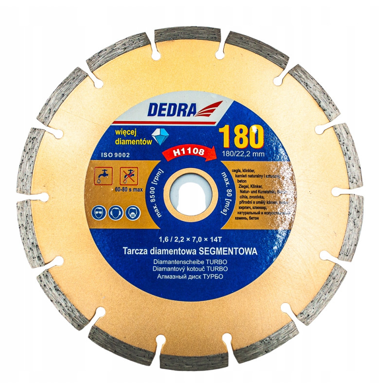 TARCZA DIAM SEGMENTOWA 180x22,2mm DEDRA H1108 TARCZA DIAM SEGMENTOWA 180x22,2mm DEDRA H1108