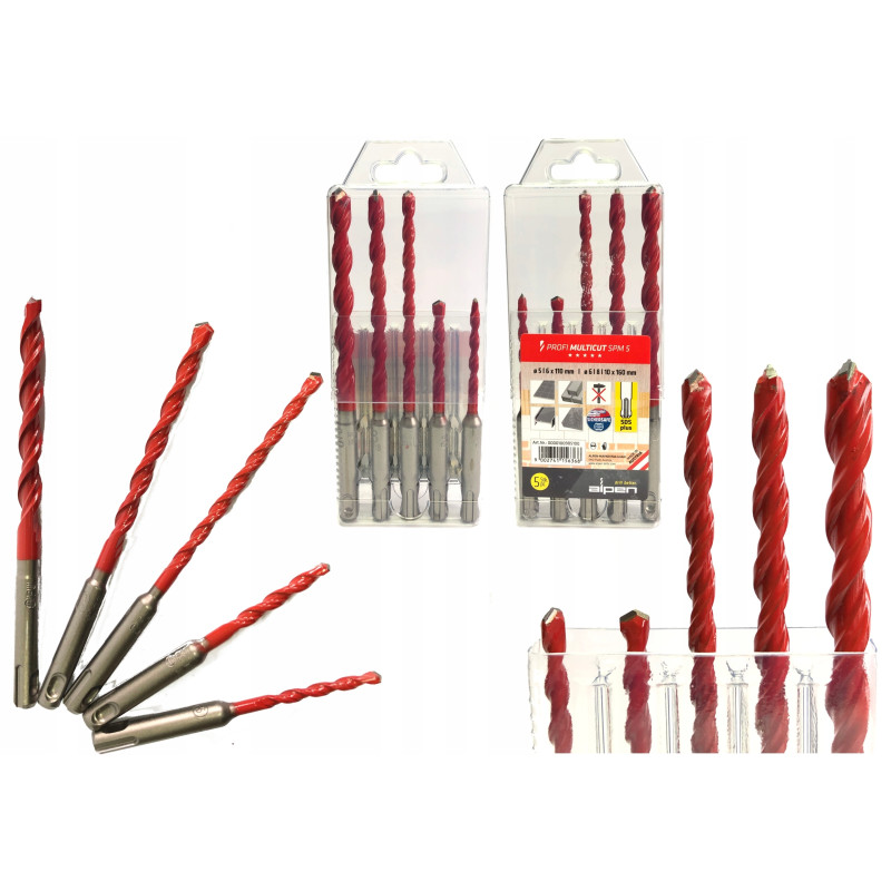 Alpen Multicut Wiertła Wiertło SDS-plus 5,6,6,8,10 Alpen Multicut Wiertła Wiertło SDS-plus 5,6,6,8,10