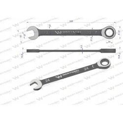 Klucz płasko-oczkowy 24 mm z grzechotką 72 zęby standard Waryński WMK063