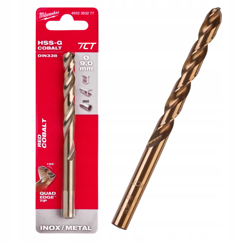 Wiertło do metalu HSS-G red cobalt 9.0mm MILWAUKEE Wiertło do metalu HSS-G red cobalt 9.0mm MILWAUKEE