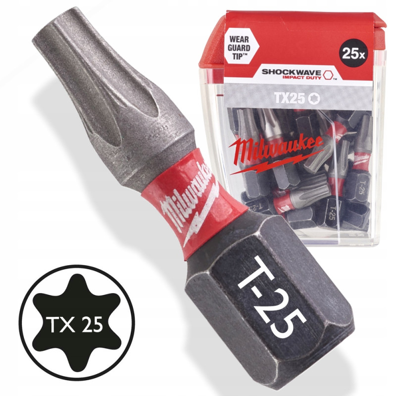 Bit Milwaukee Shockwave 4932430880 Torx TX25 T-25 1 sztuka Bit Milwaukee Shockwave 4932430880 Torx TX25 T-25 1 sztuka