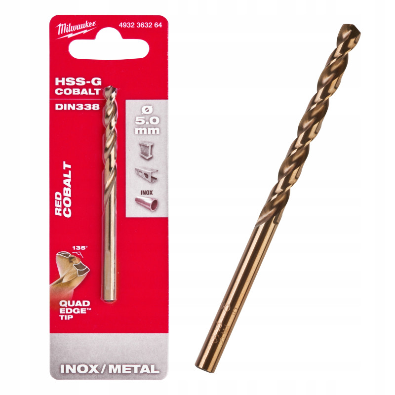 Wiertło do metalu HSS-G red cobalt 5,0mm MILWAUKEE Wiertło do metalu HSS-G red cobalt 5,0mm MILWAUKEE