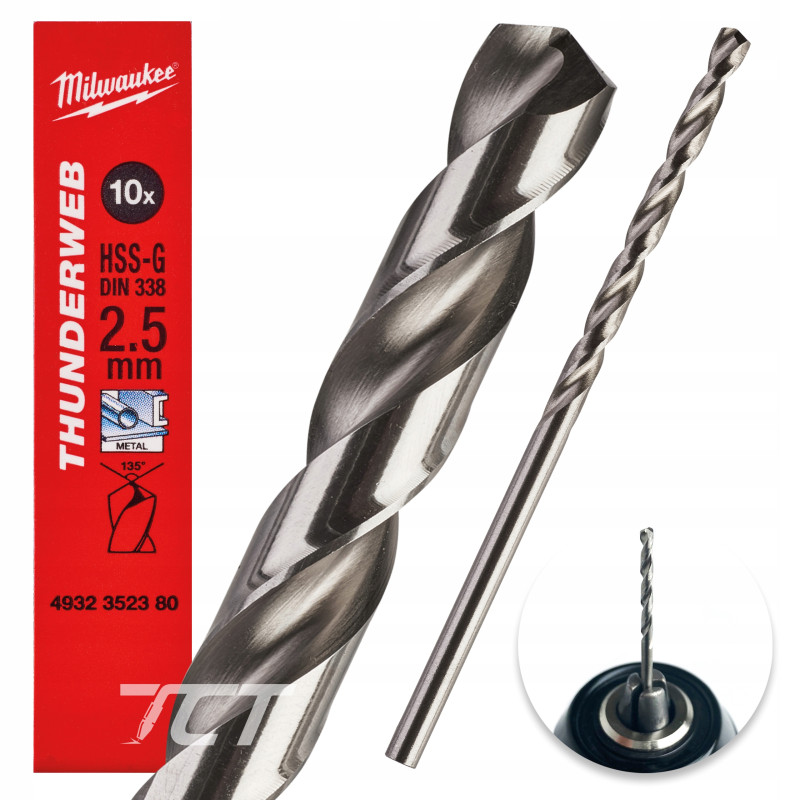 Wiertło do metalu Milwaukee HSSG THUNDERWEB 2,5mm Wiertło do metalu Milwaukee HSSG THUNDERWEB 2,5mm