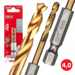 MILWAUKEE WIERTŁA DO METALU HSS-G HEX 1/4 4mm 2szt