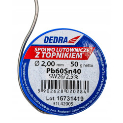 Spoiwo lutownicze z topnikiem 2mm DEDRA