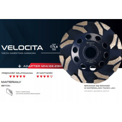 TARCZA GARNKOWA SZLIFUJĄCA DGW-F 125MM VELOCITA Ø125mm x 22,23mm + Adapter