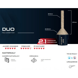 FREZ DIAMENTOWY 2IN1 SZLIFUJĄCY 6*67MM DUO Ø6*67mm x M14 DUO Ferrati