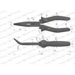 Szczypce wydłużone wygięte 200 mm Waryński WMP011