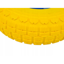 GEKO KOŁO DO WÓZKA PEŁNE 3.50-4 PU YELLOW BLUE