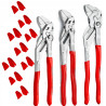 Szczypce-klucz nastawne Knipex 3 sztuki chromowane 180 250 300 + nakładki