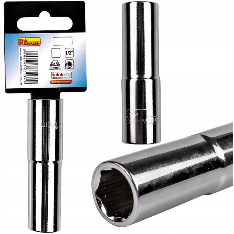 NASADKA DŁUGA KLUCZ NASADOWY 8 mm 1/2" 6 -KĄTNA CHROMOWANA RICHMANN C5108 NASADKA DŁUGA KLUCZ NASADOWY 8 mm 1/2" 6 -KĄTNA CHROMOWANA RICHMANN C5108
