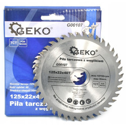 GEKO G00107 Tarcza do drewna z węglikiem 125x22x40 mm