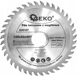 GEKO G00107 Tarcza do drewna z węglikiem 125x22x40 mm