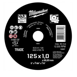 MILWAUKEE TARCZA DO CIĘCIA METALU 125x1.0MM