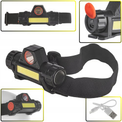 LATARKA CZOŁOWA CZOŁÓWKA Z OBROTOWĄ GŁOWICĄ LED COB 3W + XPE 800mAh