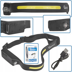 LAMPA Z CZUJNIKIEM RUCHU LATARKA CZOŁOWA CZOŁÓWKA LED 3W + 1W 1200mAh 350lm