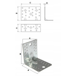 Kątowniki przetłaczane wzmocnione ciesielski Klimas Wkręt-Met 90x60x60 mm