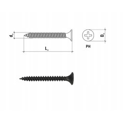 Wkrety do plyt gipsowych GK do metalu 3,5x35mm 1000 szt. Czarne Klimas KSGM