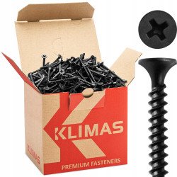 WKRĘTY DO PŁYT GK 3,5x45 DO METALU PH2 CZARNE 500szt KSGM-35045 KLIMAS