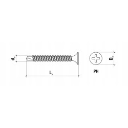 WKRĘTY DO PŁYT GK 3,5x45 DO METALU PH2 CZARNE 500szt KSGM-35045 KLIMAS