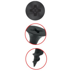 WKRĘTY DO DREWNA PŁYT GK 3,5x25mm CZARNE PH2 1000szt FOSFATOWANE KLIMAS