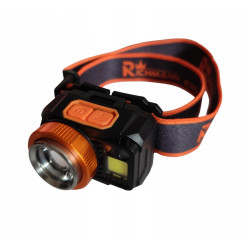 LATARKA CZOŁOWA AKU/3xAAA USB 400LM 5W CREE XPG + 120LM 3W COB ZOOM CZUJNIK