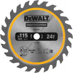 DEWALT Piła tarczowa 115x25z DREWNO Z GW DT20420