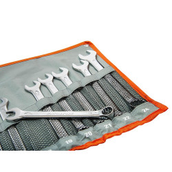 Klucze kpl.płas-oczk  6-24mm 18elem.Satynowe C8343