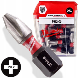 BIT UDAROWY SHOCKWAVE PH2 X25mm 1SZT MILWAUKEE 4932430852 op 2szt
