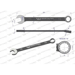 Klucz płasko-oczkowy 19 mm. CrV standard ASME B107-2010 Waryński