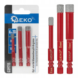 Zestaw Wierteł Diamentowych do Gresu 6-10 mm | HEX | GEKO G39715
