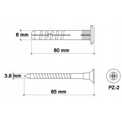 Kołki Szybkiego Montażu SM 8x50 mm Lejek | 100 szt. | Wkręt-met