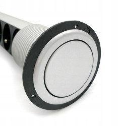 Gniazdo meblowe wpuszczane 60mm 3xgni z uziem sreb