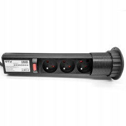 Gniazdo meblowe wpusz. 60mm3xgni. AE-BPW3U60-20 cz