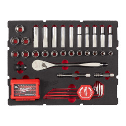 Wkład z grzechotką i nasadkami 1/2 cala, 70 elementów Milwaukee 4932480716
