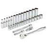Nasadki 3/8" z grzechotką - metryczne - zestaw 32 szt Milwaukee 493246